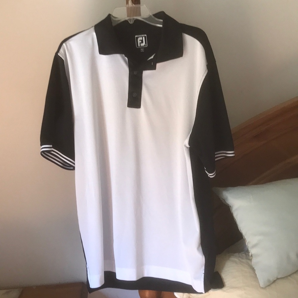 FootJoy Black and White Golf Polo Shirt Size L